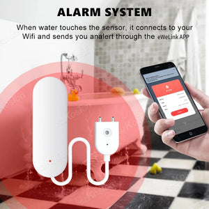 ZigBee 3.0 Water Leakage Sensor Flood Alarm Water Level Overflow Detector Smart Security System Work with eWeLink Zigbee Gateway