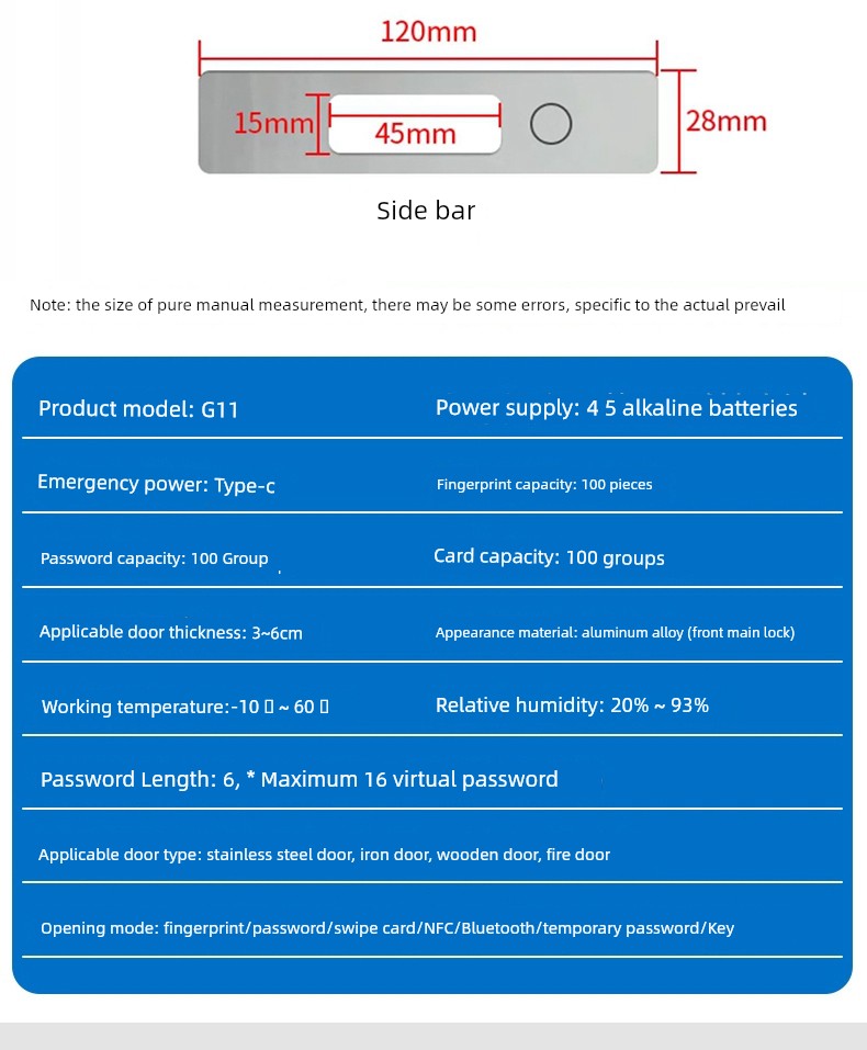 Old-Fashioned Iron Door Lock Smart Bull Head Lock Fingerprint Password Lock Courtyard Door Wooden Door Outdoor Waterproof Double-Sided Electronic Lock