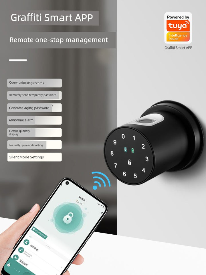 Indoor Fingerprint Lock Bedroom Office Password Lock Room Wooden Door Smart Lock Replaceable For Home Spherical Electronic Lock