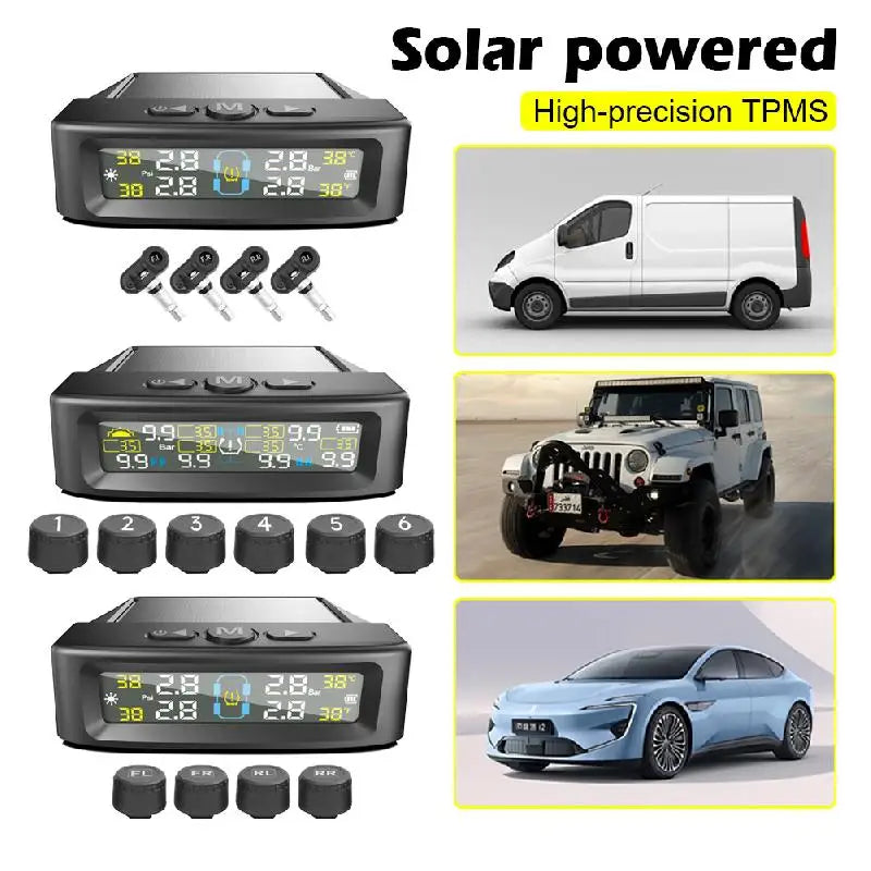 RV Tire Pressure Monitoring System, Tire Pressure Monitoring System With Solar Charging, TPMS With 4/6 Sensors And 4 Alarm Modes