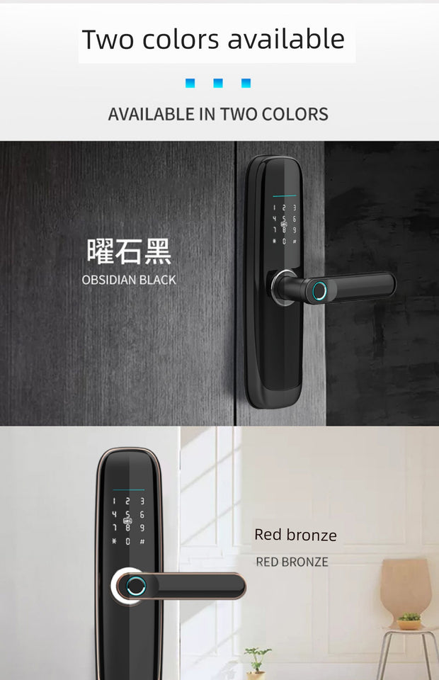 Wooden Door Home Room Bedroom Fingerprint Lock