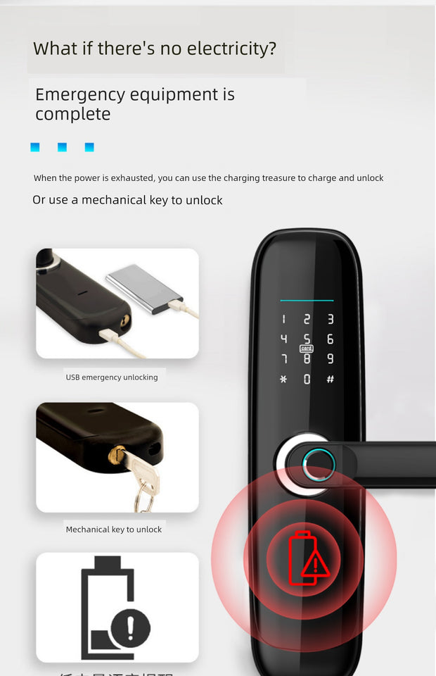 Wooden Door Home Room Bedroom Fingerprint Lock