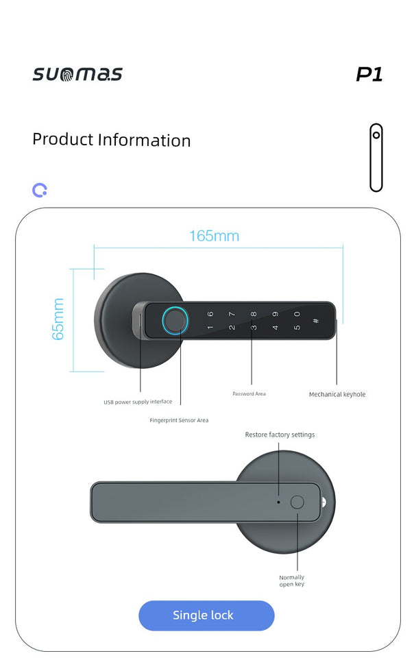 Room Bedroom Door Apartment Bed & Breakfast Digital Fingerprint Lock