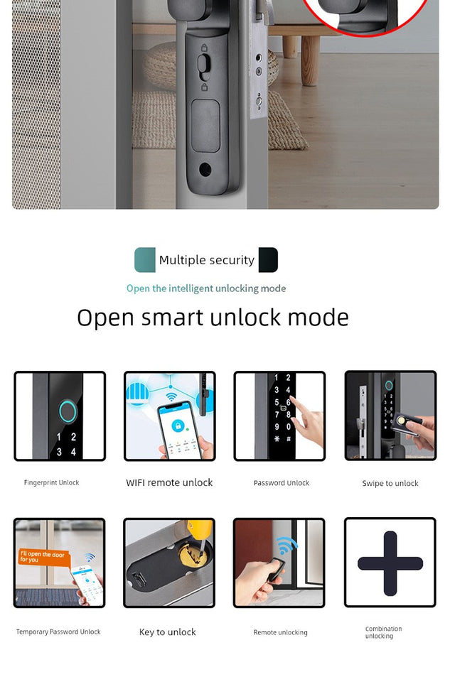 Sliding Gate Fingerprint Lock Broken Bridge Aluminum Screen Door Integrated Sliding Door Smart Lock Aluminium Alloy Door Password Lock Pass Lock