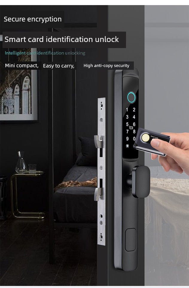 Sliding Gate Fingerprint Lock Broken Bridge Aluminum Screen Door Integrated Sliding Door Smart Lock Aluminium Alloy Door Password Lock Pass Lock