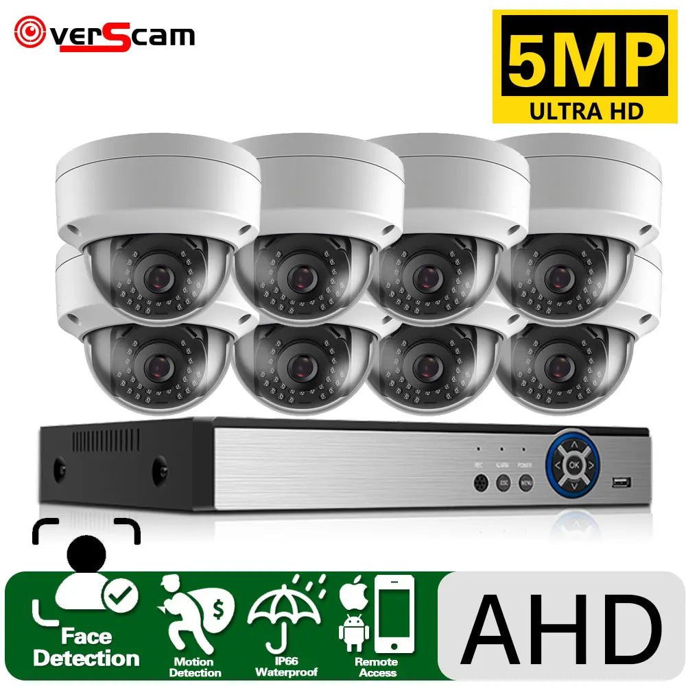 H.265 5MP AHD Camera Set Outdoor Waterproof CCTV Camera Security System Kit Dome 8CH DVR Vdieo Surveillance System Kit XMEYE 4CH