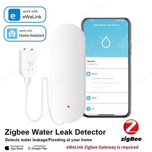 ZigBee 3.0 Water Leakage Sensor Flood Alarm Water Level Overflow Detector Smart Security System Work with eWeLink Zigbee Gateway