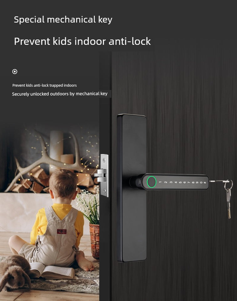 Indoor Bedroom Room Wooden Door Fingerprint Lock Apartment Password Lock For Home Office Electronic Lock Smart Door Lock Neutral