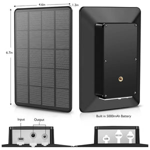 Solar Panel for Trail Cameras with 5000mAh Lithium Battery IP66 Waterproof Compatible with 6V and 12V Outdoor Security Cameras