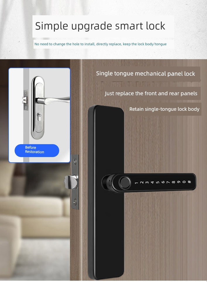 Indoor Bedroom Room Wooden Door Fingerprint Lock Apartment Password Lock For Home Office Electronic Lock Smart Door Lock Neutral