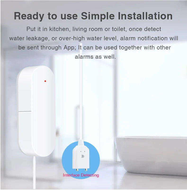 ZigBee 3.0 Water Leakage Sensor Flood Alarm Water Level Overflow Detector Smart Security System Work with eWeLink Zigbee Gateway