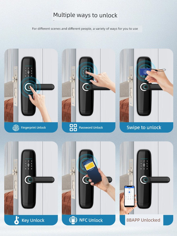 Wooden Door Home Room Bedroom Fingerprint Lock